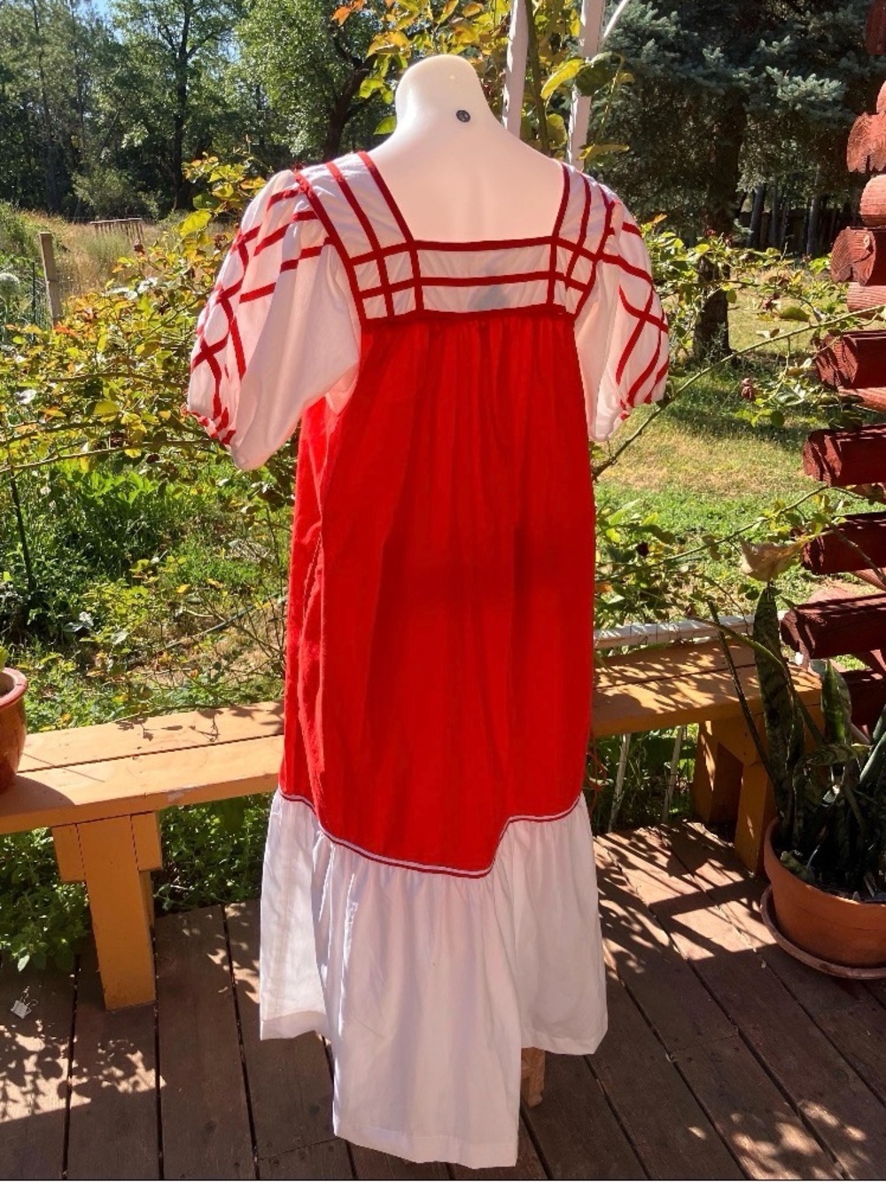 Joy of The Isles vintage prairie dress Oktoberfest Mumu 1960’s applique sleeve - Picture 3 of 8